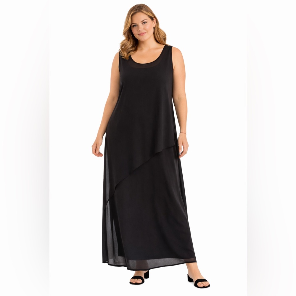 Torrid Black Sheer Overlay Maxi Dress Sleeveless Layering Piece. Size XL (1)